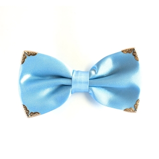Голубая галстук-бабочка с металлическими уголками
