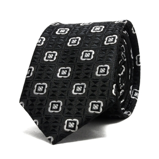 Купить черный узкий галстук с орнаментом