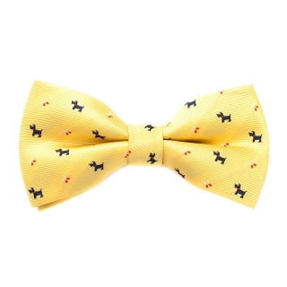 Желтая галстук-бабочка с собачками