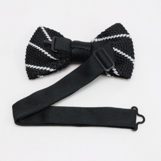 Купить черную вязаную галстук-бабочку в полоску