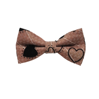Детский коричневый галстук-бабочка с сердечками