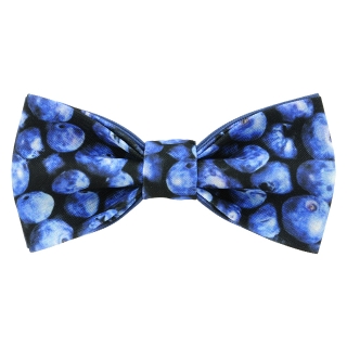Купить модную галстук-бабочку синего цвета из плотной хлопковой ткани с узором в виде черники