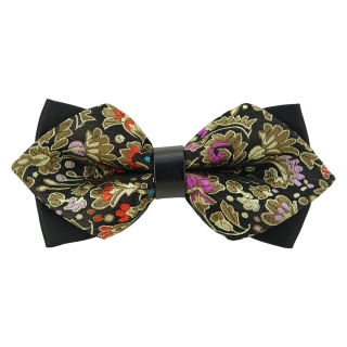 Купить модную галстук-бабочку черного цвета из плотной хлопковой ткани с узором в виде огурцов
