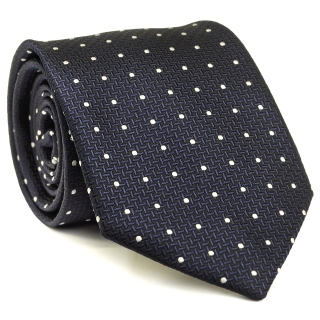 Темно-синий галстук в точку