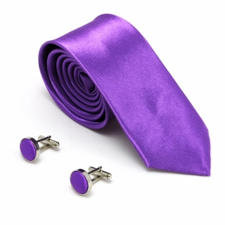 Лиловый набор из галстука и запонок