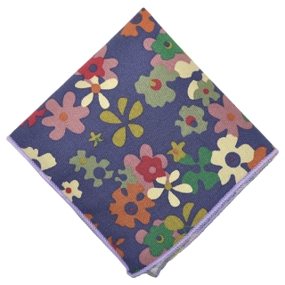 Нагрудный платок синего цвета с цветочным принтом