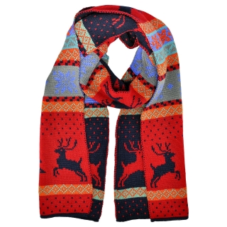 Купить красный шарф с оленями