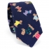 Купить стильный узкий мужской галстук синего цвета с узором в виде собачек thumb