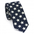 Купить узкий мужской галстук синего цвета с узором в виде звезд. thumb