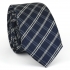 Купить узкий мужской галстук темно-синего цвета в клетку. thumb