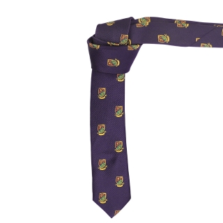 Узкий лиловый галстук с гербами
